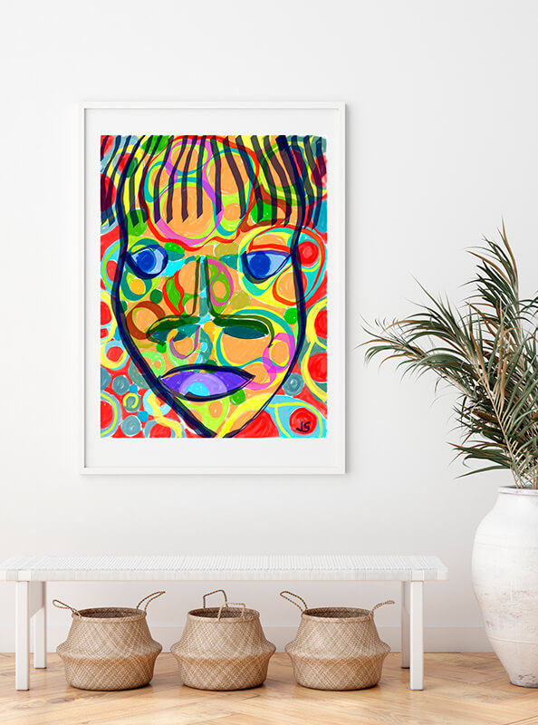 Cara abstracta de colores con brochazos de pintura