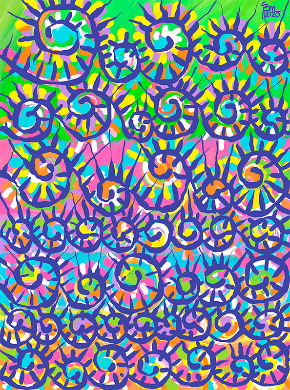 Cuadro abstracto en tonos violetas de suances obradoiro