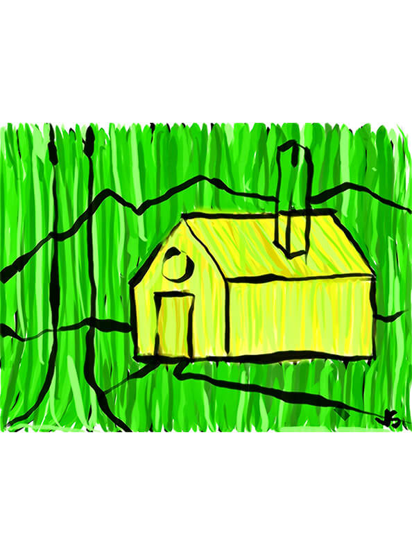 Pintura de una casa pintado digitalmente